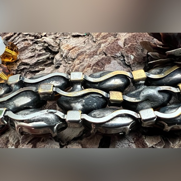 Danny Pollak Bracelet Smoky Gold Yellow Crystals Clear Crystals White 7.5” Sz ML - Picture 11 of 11
